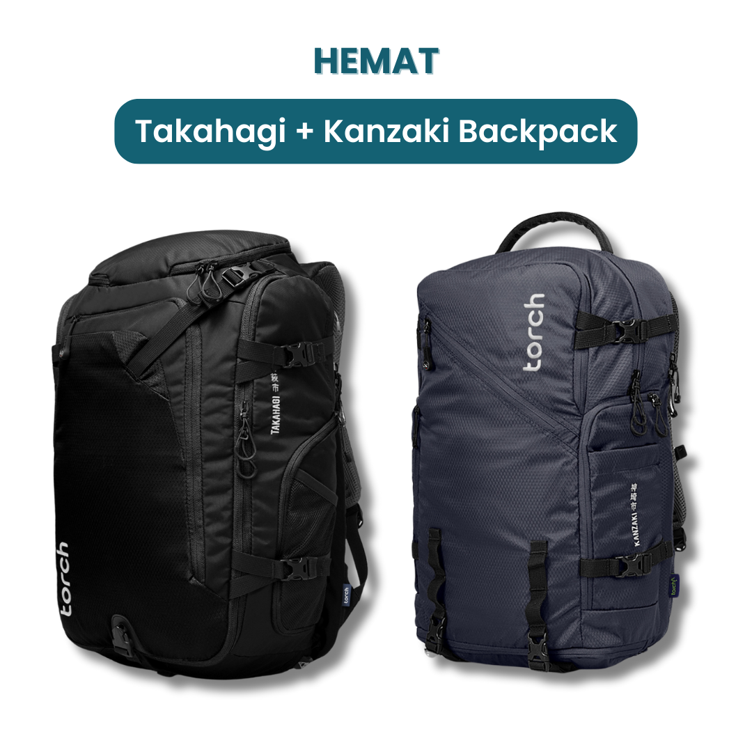 Dalam paket ini kamu akan mendapatkan:  - Takahagi Travel Backpack  - Kanzaki Travel Backpack