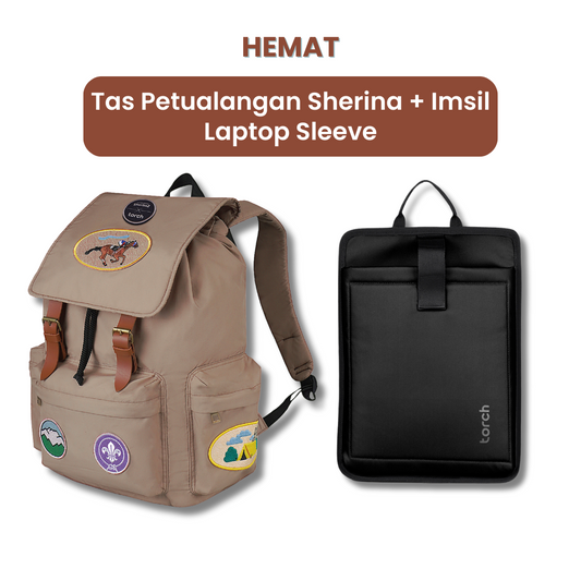 Dalam paket ini akan mendapatkan :  - Tas Petualangan Sherina Daypack 26L   - Imsil Laptop Sleeve   