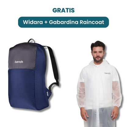 Dalam paket ini tedapat:  - Widara Backpack   - Gabardina Raincoat   