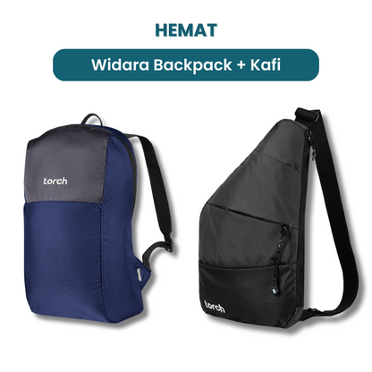 Dalam paket ini kamu akan mendapatkan;  - Widara Backpack - Kafi Sling Bag