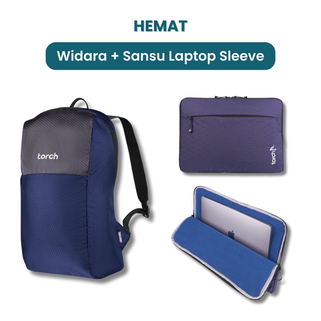 Dalam paket ini tedapat:  - Widara Backpack   - Sansu Laptop Sleeve   