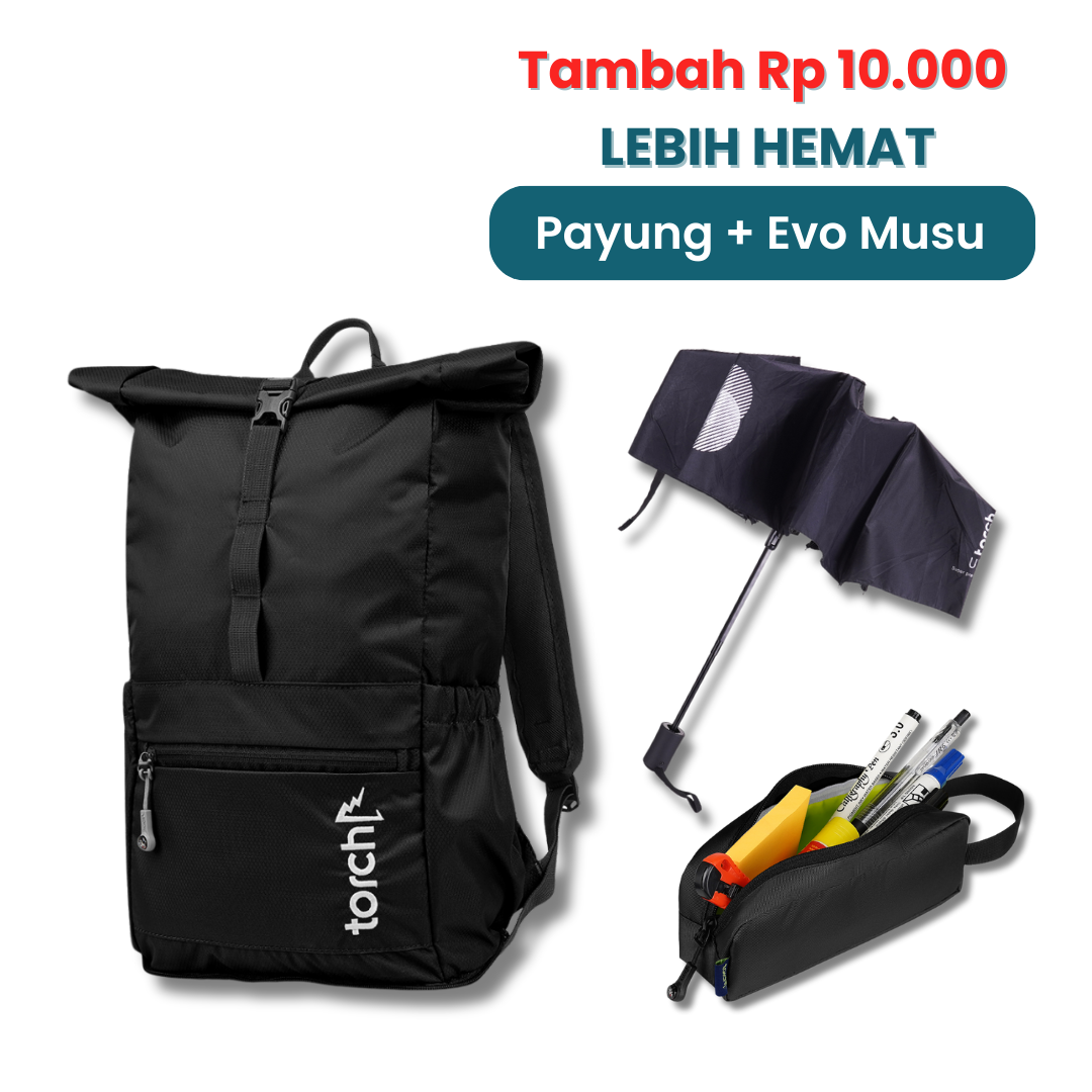 Lebih Hemat - Kashiwa Foldable Bag + Payung Paraguas & Evo Musu Stationery