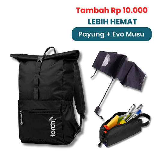 Paket Lebih Hemat - Kashiwa Foldable Bag + Payung Paraguas & Evo Musu Stationery