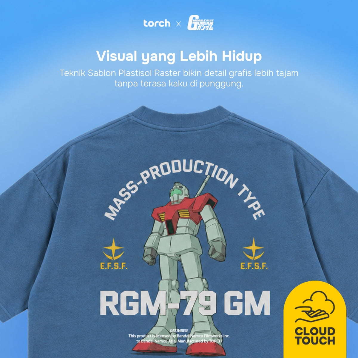 T-Shirt Gundam dengan design RGM-79 GM 