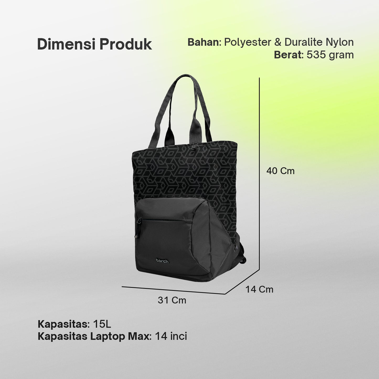 Nura Tote Backpack - Obsidian Grid