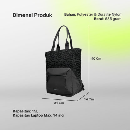 Nura Tote Backpack - Obsidian Grid