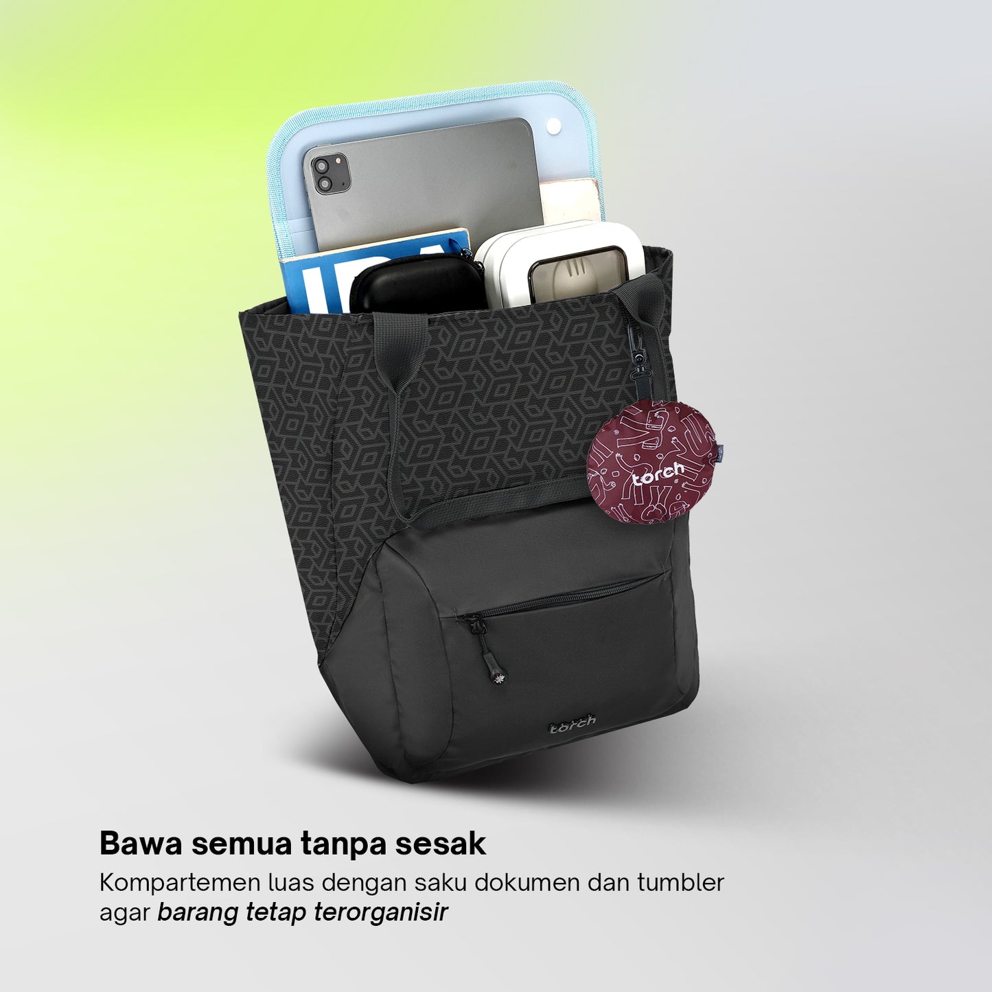 Nura Tote Backpack - Obsidian Grid