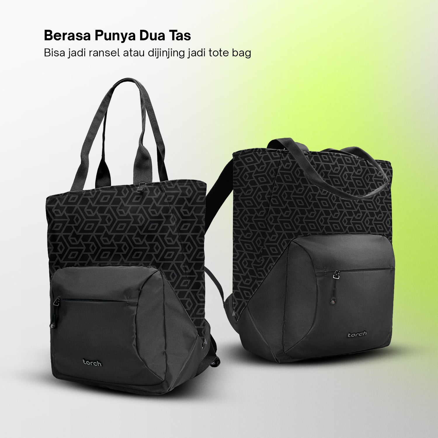 Nura Tote Backpack - Obsidian Grid