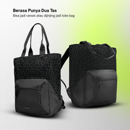 Nura Tote Backpack - Obsidian Grid