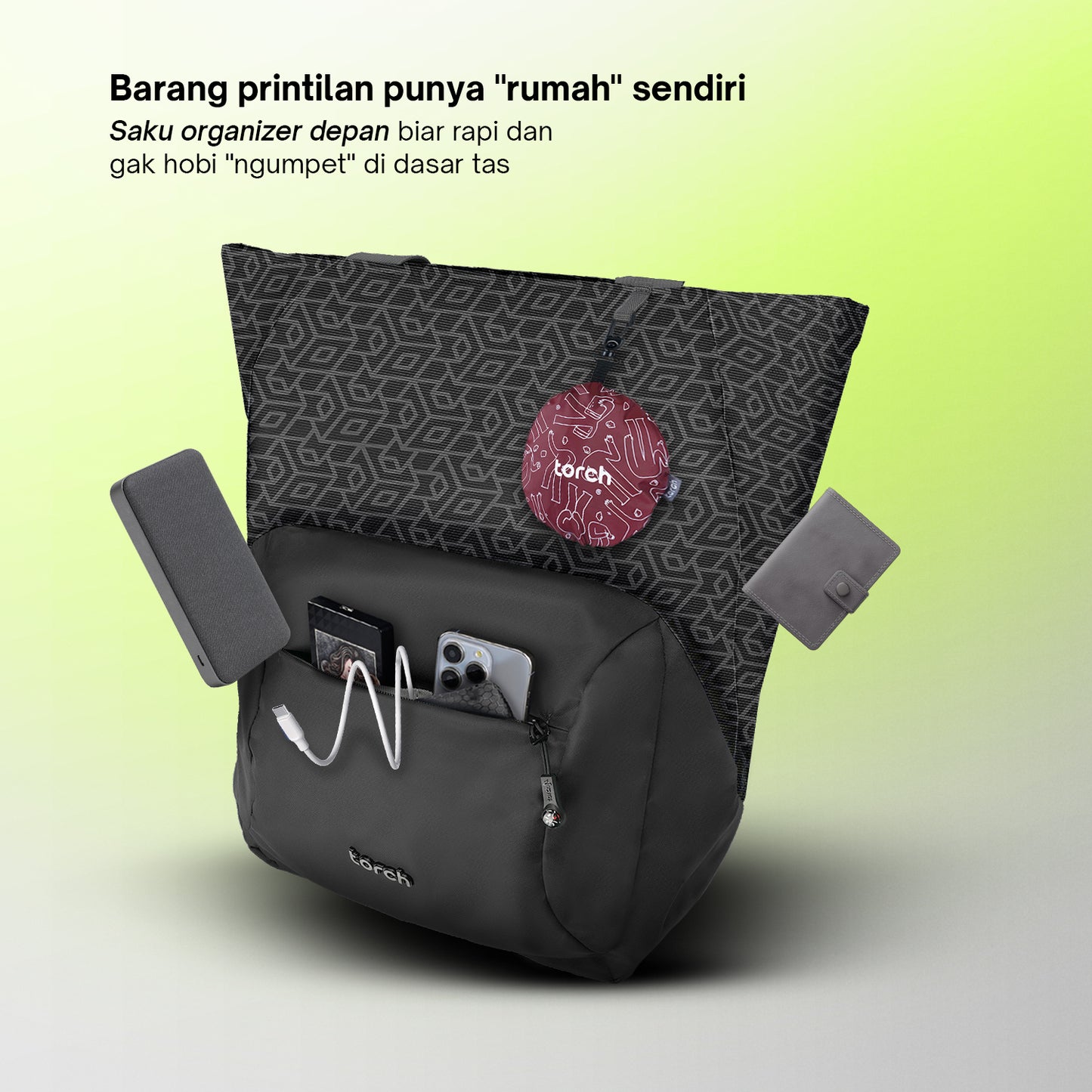 Nura Tote Backpack - Obsidian Grid