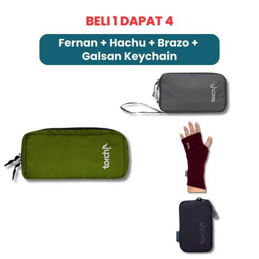 Paket Gajian - Fernan Stationary Pouch + Hachu Passport Pouch + Brazo Half Gloves + Galsan Keychain