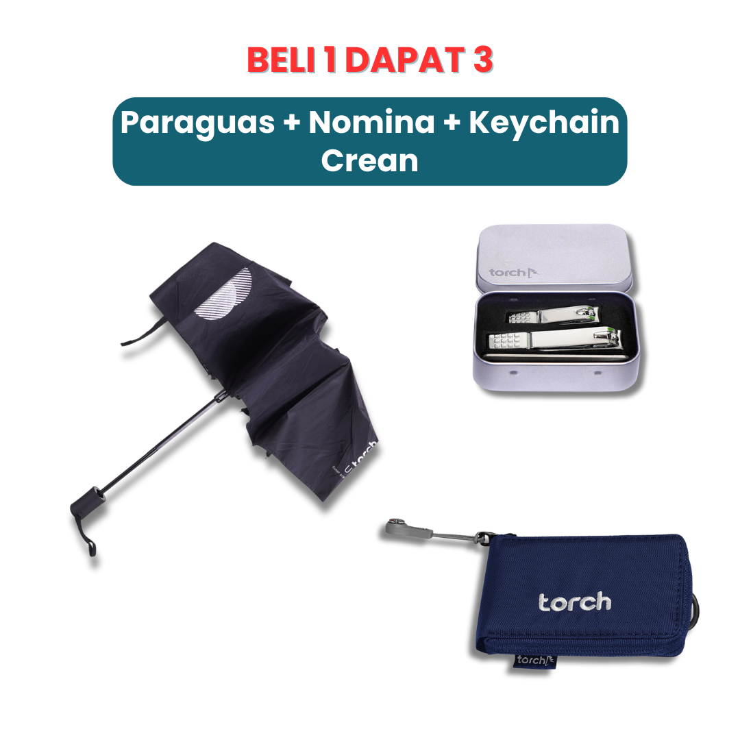 Paket Gajian - Paraguas Foldable Umbrella + Nomina Nail Clipper + Keychain Crean