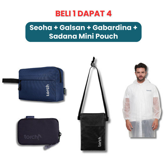 Paket Gajian - Seoha Toileteries + Galsan Keychain + Gabardina Jas Hujan + Sadana Mini Pouch