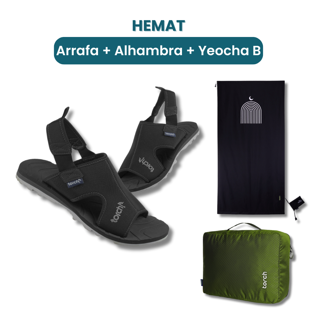 Dalam paket ini akan mendapatkan :  - Arrafa Sandal   - Alhambra Sajjada  - Yeocha B Cloth Mesh Pack
