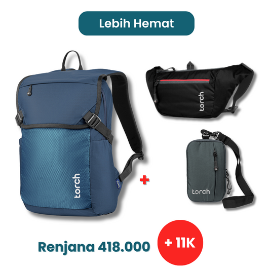 Renjana Backpack + Koriyama Waist Bag & Neck Wallet Ama - Lebih Hemat