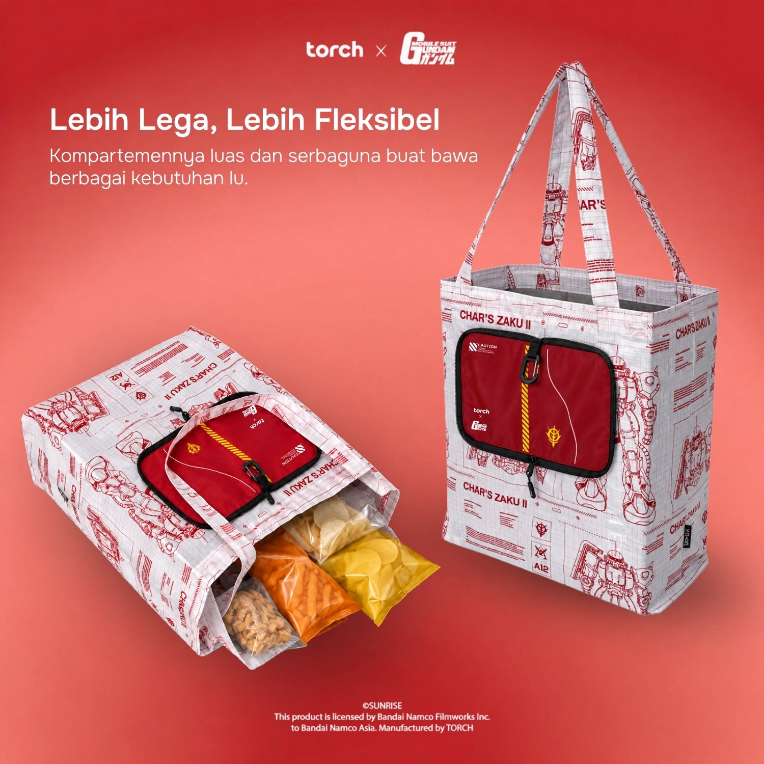 Rion Foldable Totebag Char's Zaku (Include Sticker Gundam)