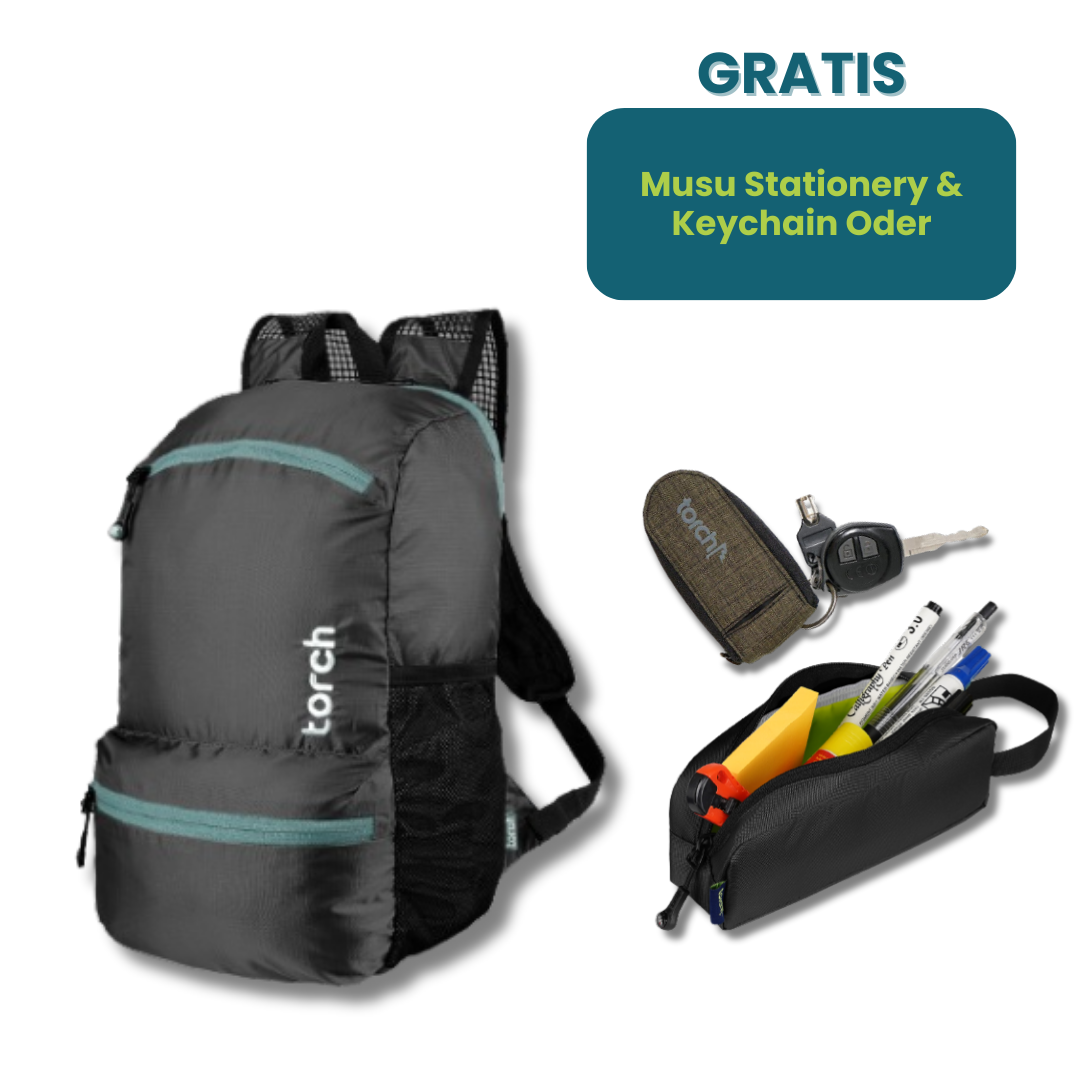 Hemat - Tata Foldable Backpack + Keychain & Stationery