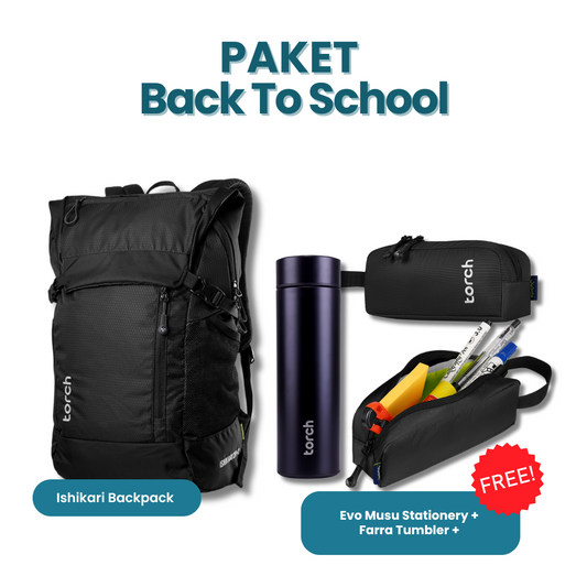 Paket Back To School - Ishikari Backpack Gratis Evo Musu Stationery + Farra Tumbler