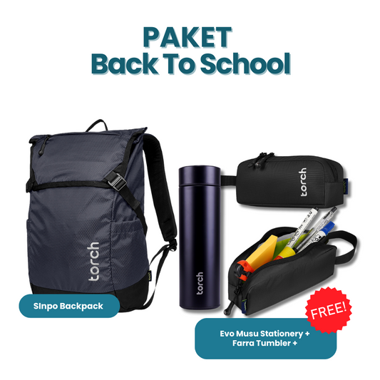 Paket Back To School - Sinpo Backpack Gratis Evo Musu Stationery + Farra Tumbler