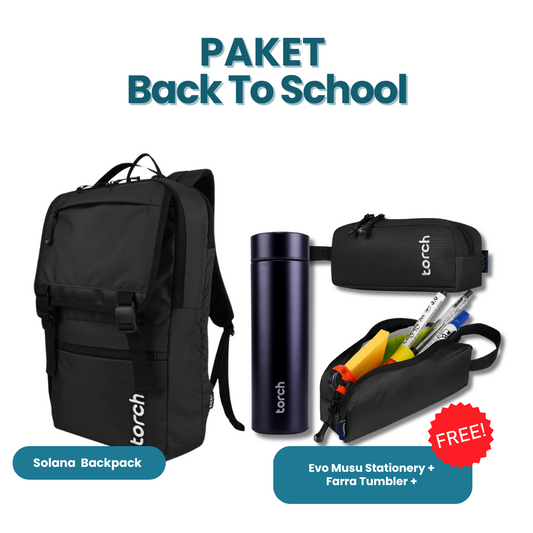 Paket Back To School - Solana Backpack Gratis Evo Musu Stationery + Farra Tumbler