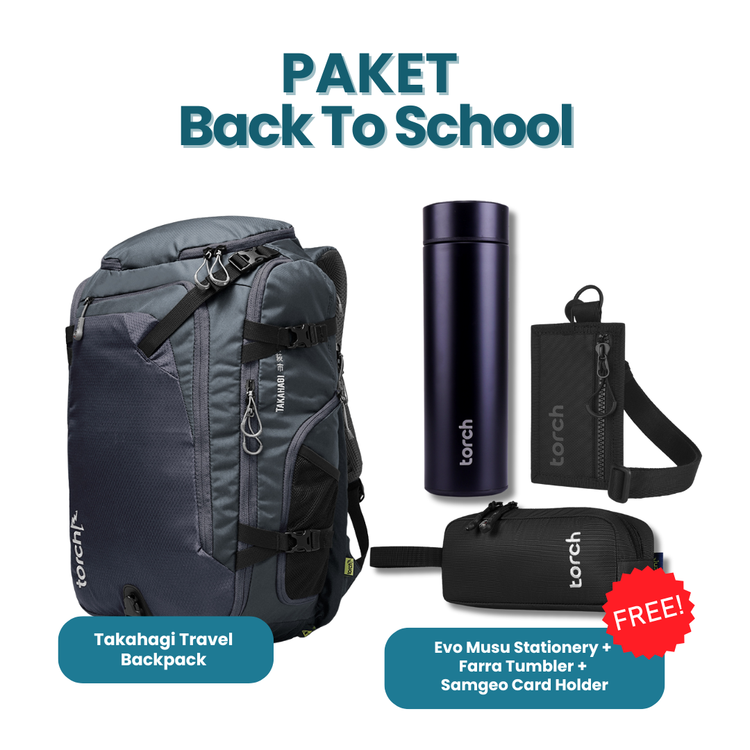 Paket Back To School - Takahagi Travel Backpack Gratis Evo Musu Stationery + Farra Tumbler + Samgeo Card Holder