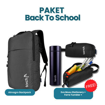 Paket Back To School - Almagro Backpack Gratis Evo Musu Stationery + Farra Tumbler