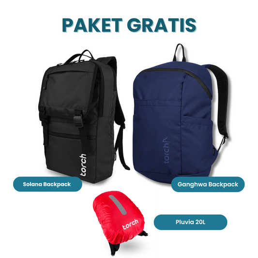 Paket Gratis - Solana Backpack + Ganghwa Backpack GRATIS Pluvia 20L