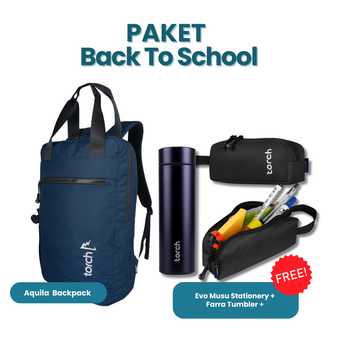 Paket Back To School - Aquila Backpack Gratis Evo Musu Stationery + Farra Tumbler