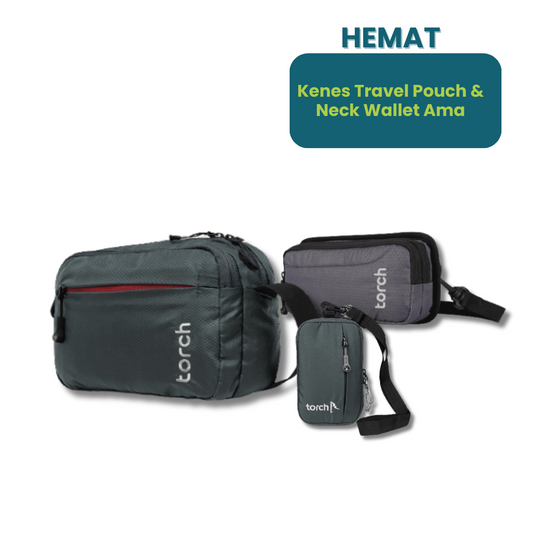 Paket Hemat - Kashiba Travel Pouch + Kenes Travel Pouch & Neck Wallet