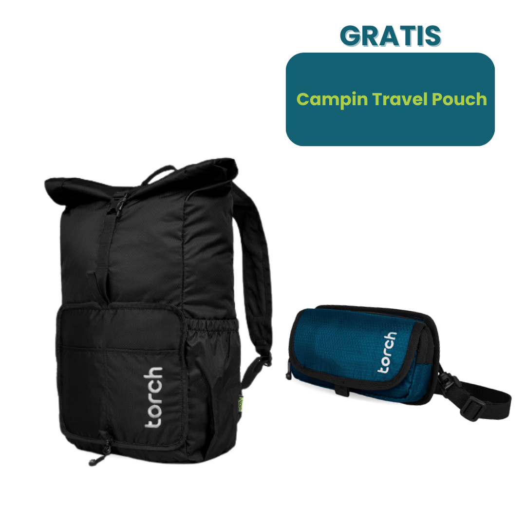 Paket Daycation - Kumano Foldable Backpack + Campin Travel Pouch