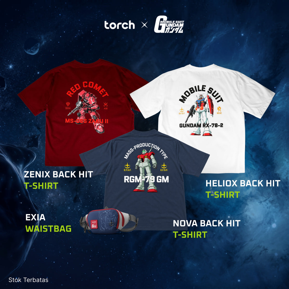 (4 Items + Sticker) Mobile Suit Gundam TShirt Collection